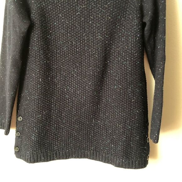 Talbots mock turtleneck dark blue sweater with button detail on the sides - Picture 4 of 10
